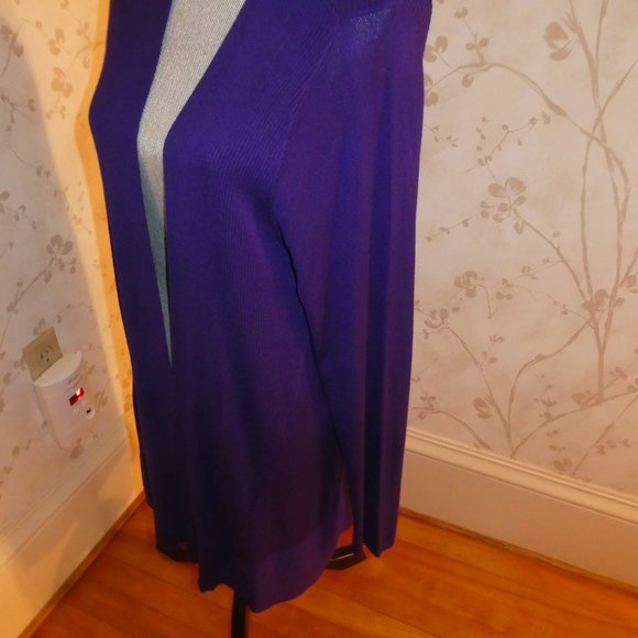 CHICOS OPEN FRONT DUSTER SWEATER, LS, NICE DETAILING-PURPLE-SIZE 2 -NEVER WORN - Picture 2 of 4